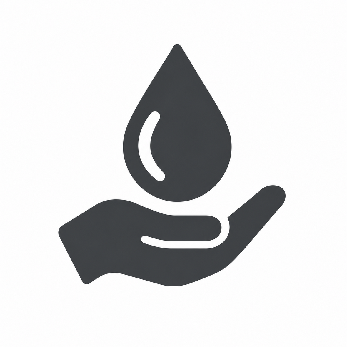 Icon, das eine Hand zeigt, die einen Wassertropfen hält
